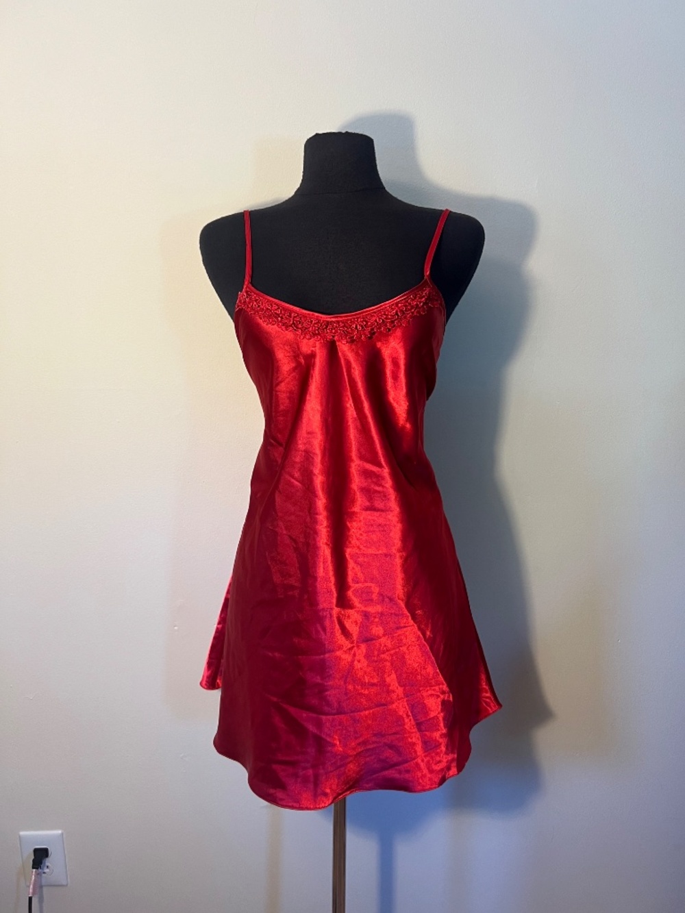 Red nightgown or slip dress